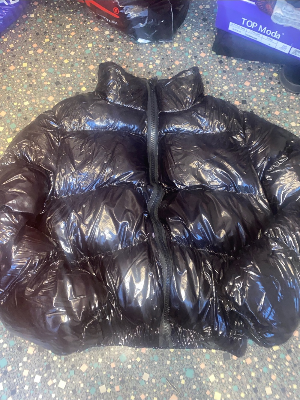 Amazon Women's Shiny Black Puffer Jacket